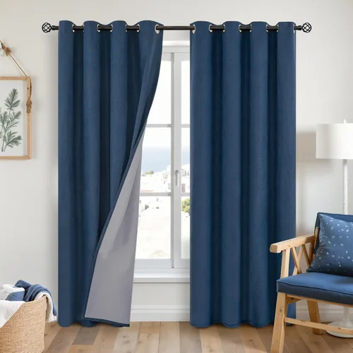 Miniatura 23 de YoungsTex - Cortinas opacas de lino para dormitorio, oscurecimiento de la habitación, cortinas con textura de lino, paneles con aislamiento térmico