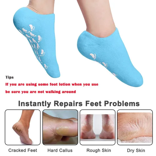 Miniatura 4 de Calcetines hidratantes de gel para el talón – Tratamiento de cuidado de pies áspero callos con forro de gel de silicona suave, calcetines de spa 2