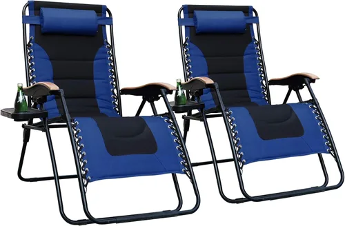 Miniatura 13 de PHI VILLA Silla XL de gravedad cero de gran tamaño, acolchada, reclinable, de gran tamaño, con soporte para tazas, soporta 350 libras (gris)