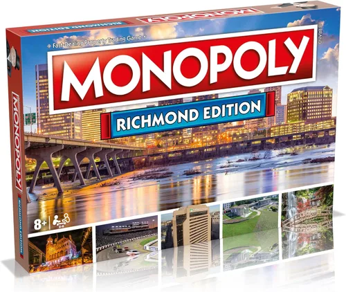 Monopoly Juego de mesa Richmond Edition: 2-6 jugadores Juegos de mesa familiares para niños y adultos, juegos de mesa para niños de 8 años en