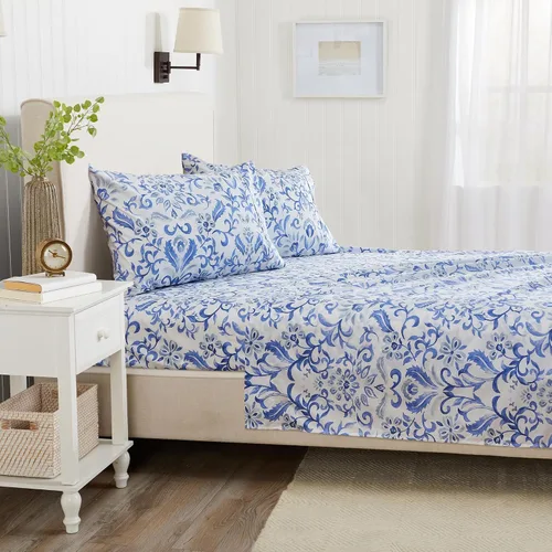 Miniatura 4 de Great Bay Home - Juego de sábanas, microfibra ultrasuave, 4 piezas, estampado floral, sin arrugas, cómodo, para todas las estaciones