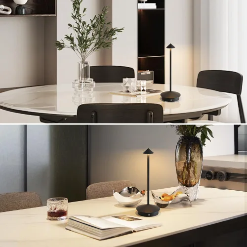 Miniatura 2 de Paquete de 2 lámparas de mesa inalámbricas de aluminio, lámparas de mesa recargables de 6000 mAh, lámpara LED táctil portátil, lámparas de mesa Negro