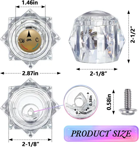 Miniatura 2 de Dreyoo Paquete de 1 manija de grifo compatible con Delta Faucet RP2391, kit de manija de perilla transparente con orificio de desplazamiento