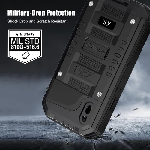 Miniatura 4 de Beasyjoy Funda metálica para iPhone XR, resistente al agua, con protector de pantalla integrado, protección de cuerpo completo, a prueba de golpes