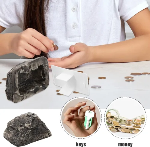 Miniatura 8 de Llavero de piedra artificial para llaves de imitación realista para uso en exteriores, protección y almacenamiento conveniente para jardín