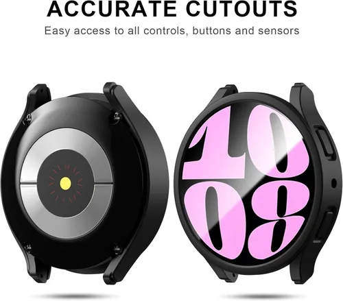 Miniatura 2 de [2+4] Paquete de protectores de pantalla para Samsung Galaxy Watch 6 de 1.575 pulgadas, JZK 2 funda protectora de policarbonato duro + 4 protectores