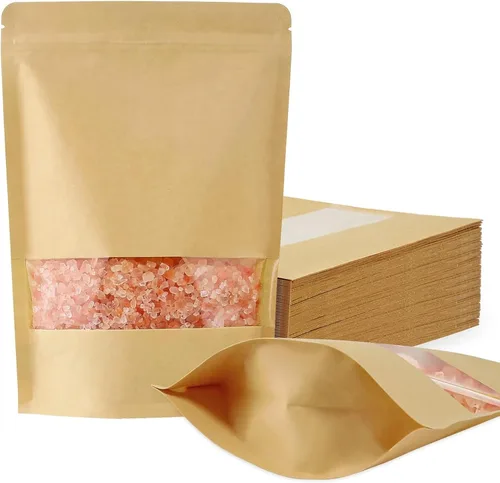 Miniatura 8 de FireKylin 100 bolsas de papel marrón con ventana, bolsas de pie de 3.5 x 5.5 pulgadas, bolsas de almacenamiento de alimentos con cremallera