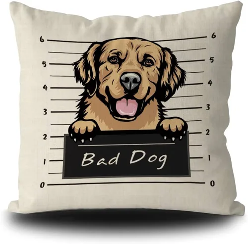 Miniatura 12 de Fundas de almohada de perro pastor alemán de 16 x 16 pulgadas, decoración de animales de perro malo, fundas de almohada de lino para sofá