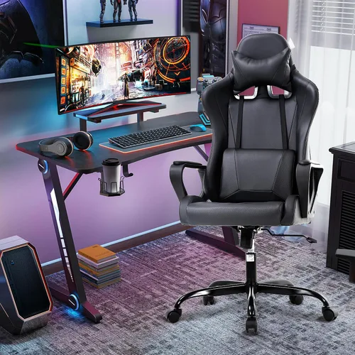 Miniatura 2 de Silla de videojuegos, silla de videojuegos, silla de escritorio de oficina con respaldo alto, silla de escritorio de oficina con soporte lumbar
