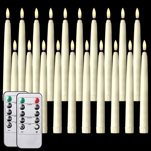 Miniatura 8 de Tuanse Paquete de 20 Velas Cónicas Blancas Sin Llama Parpadeantes a Granel Largas LED de Adviento Candelabros Operadas con Batería con Control Blanco