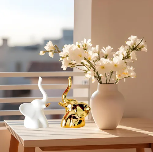 Miniatura 7 de Decoración del hogar para estantes, estatuas de elefante, 1 par, pequeños detalles decorativos para estantes, mesa de oficina, estantería