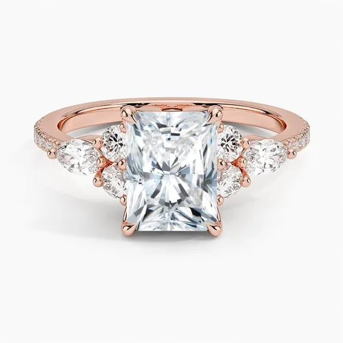 Miniatura 4 de Anillo de compromiso de diamantes creados en laboratorio con marquesa lateral y redondos de laboratorio de 1.06 quilates con certificado IGI de 1.06