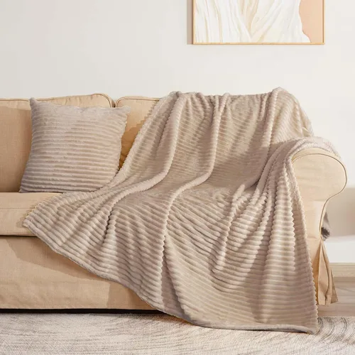 Miniatura 101 de Vessia - Manta de forro polar de franela (50x70 pulgadas), manta 3D de jacquard negra, esponjosa y cálida para sofá, sillón, cama, silla, 300GSM