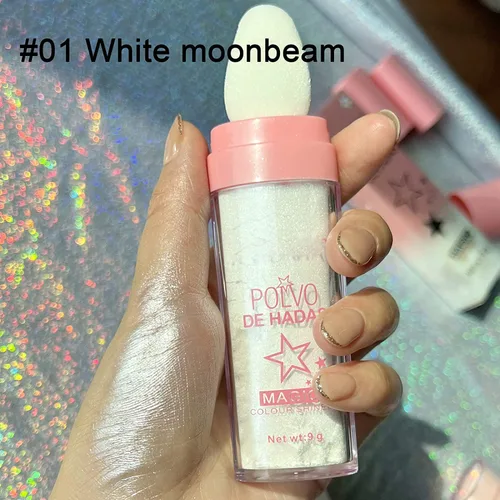 Miniatura 5 de Hightlighter Stick Puff Fairy Highlight Powder Glitter Loose Brush Contorno Shimming for Eyes, Face Body Tiktok Makeup (#01 Blanco), 0.31 onzas
