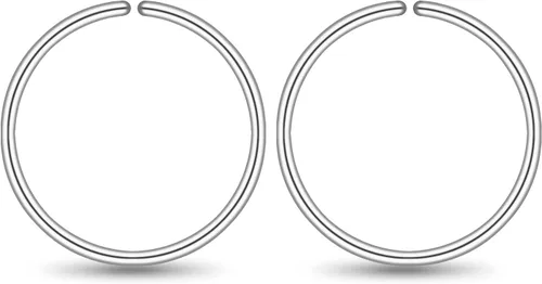 Aretes de aro y broquel pequeños de oro o plata de ley para mujer, aretes para cartílago, nariz, hélix, trago