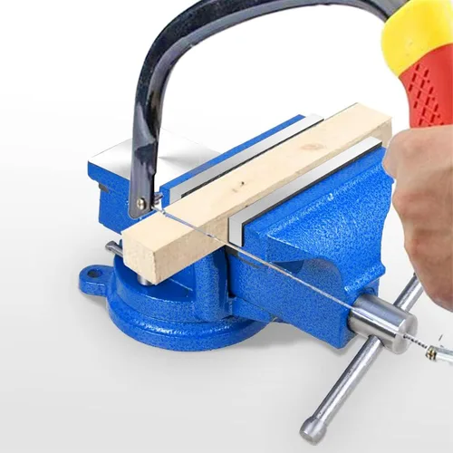 Miniatura 4 de Tornillo de banco resistente de 5 pulgadas, base giratoria de 360° con abrazadera de yunque de acero fundido, tornillo de banco de mesa