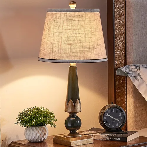 Miniatura 3 de Lamp For Desk Retro Table Lamps Resin Bedside Table Lamps with Fabric Lampshade Concise Nightstand Lamps for Home Office Study Table Lamp, 24.4"H