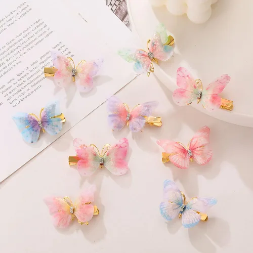 Miniatura 6 de 18 pinzas para el cabello con diamantes de imitación de mariposa para adolescentes y mujeres, clips de mandíbula Y2K con purpurina, lindos regalos