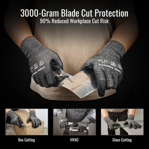 Miniatura 2 de Paquete de 2/5 guantes resistentes a los cortes de ajuste cómodo, ANSI A4, XS-3XL, hombres/mujeres, corte de metal/vidrio/madera/caja, pesca, HVAC