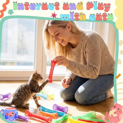 Miniatura 5 de Leitee 60 Pcs Cat Spring Toys Kitten Colorful Fun Tubes Indoor Interactive Cat Tube Plastic Coil for Pet Hunt Scratching (Rainbow Colors)