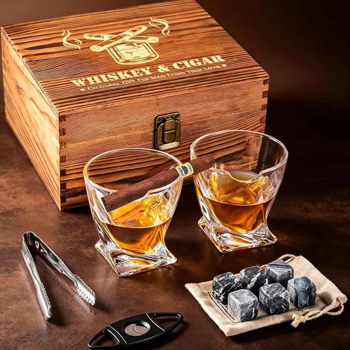 Miniatura 5 de Juego de 2 vasos de whisky, juego de regalo de piedras de whisky, vasos de whisky antiguos, juego de regalo de taza de vidrio de bar, regalos