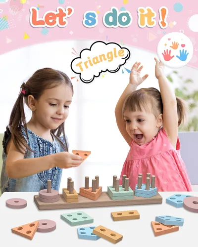 Miniatura 2 de Yetonamr - Juguetes Montessori para niñas y niños pequeños de 1 a 3 años de edad, juguetes sensoriales de madera para actividades de aprendizaje