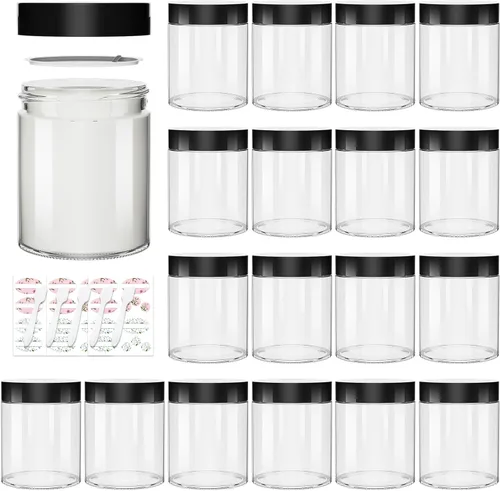 Miniatura 8 de Tarros de vidrio transparente con tapas de 4 onzas – Paquete de 15, tarros de vidrio vacíos de 4.2 fl oz con revestimientos interiores y tapas