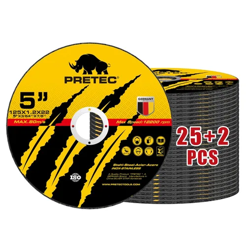 Miniatura 12 de Ruedas de corte de 5", PRETEC 50+5 Pack de rueda de corte de metal, discos de corte rápido delgados de 125mm de metal y acero inoxidable