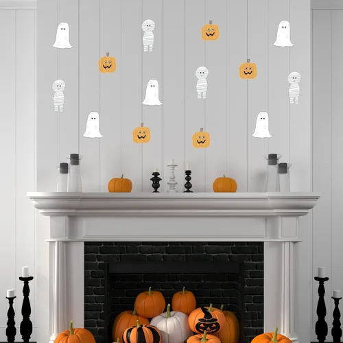 Miniatura 9 de Decalcomania - Calcomanías de pared para Halloween, juego de 31 calcomanías de decoración de calabazas de otoño para sala de estar, dormitorio