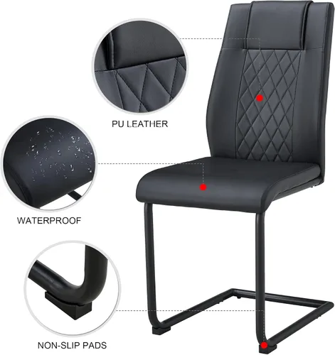 Miniatura 6 de gopop Juego de 4 sillas de comedor, modernas sillas de cocina y comedor con patas de metal galvanizado, sillas laterales tapizadas para comedor