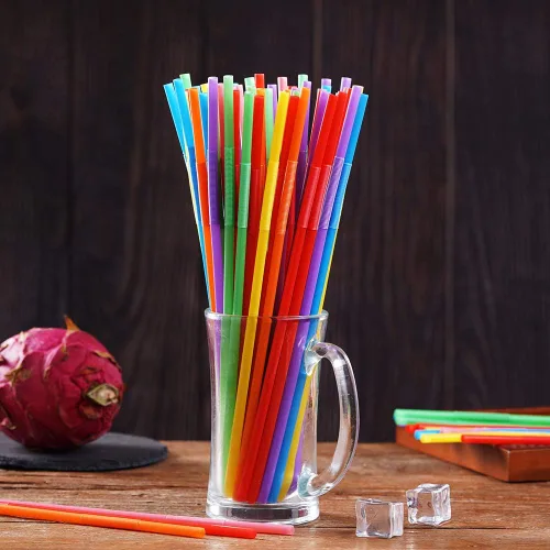 Miniatura 4 de 100 popotes flexibles largos de plástico coloridos. (0.23 pulgadas de diámetro y 10.2 pulgadas de largo)