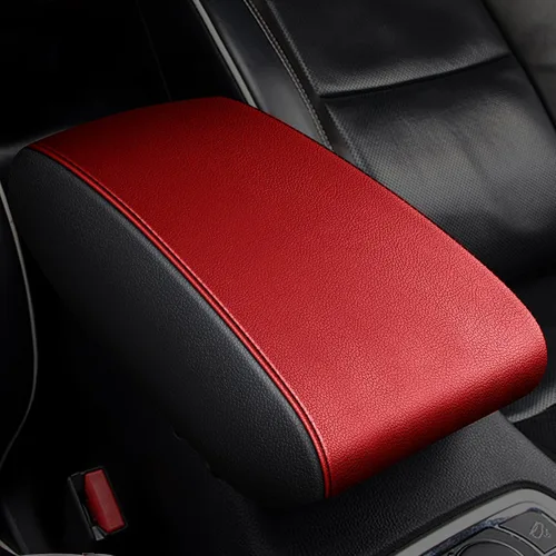 Miniatura 10 de AOMSAZTO Fundas de consola para Hyundai Tucson 2016 2017 2018 2019 2020 2021 Fundas para reposabrazos Hyundai Tucson negras con costuras rojas