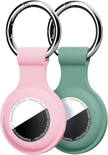 Linsaner Paquete de 2 soportes para AirTag de 2ª generación (2026) y 1ª generación, funda de silicona para llavero, funda protectora para Apple para