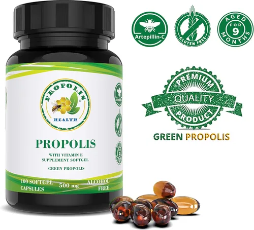 Miniatura 8 de Propolis Health Cápsulas de propóleos 1000 mg diarios con vitamina E por dosis - Extracto de propóleo verde brasileño puro - Refuerzo inmunológico