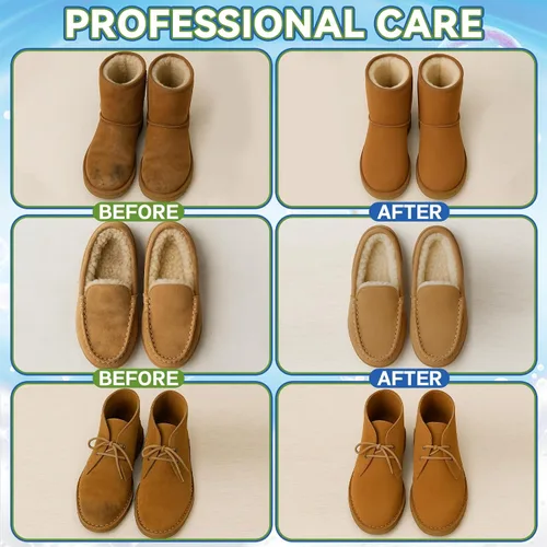 Miniatura 4 de AstraVox Kit de limpiador de zapatos multiusos de gamuza, limpiador de zapatillas con cepillo y toalla, adecuado para gamuza, cuero, nobuck