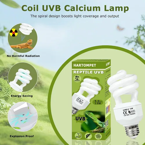 Miniatura 7 de UVB 5.0 Reptile Light13W, lámpara tropical fluorescente compacta, bombilla UVB de bobina para reptiles de selva tropical, luz para camaleones