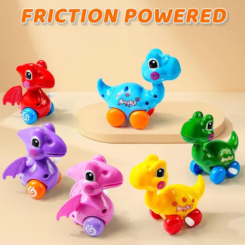 Miniatura 4 de Beestech Juguetes de dinosaurio de cuerda para niñas de 3, 4, 5, 6 años Suministros de fiesta de cumpleaños de dinosaurios, con mochila