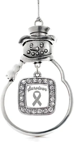 Miniatura 40 de Inspired Silver - Adorno de rodillo de reina - Adorno cuadrado de plata con muñeco de nieve con joyas de circonita cúbica