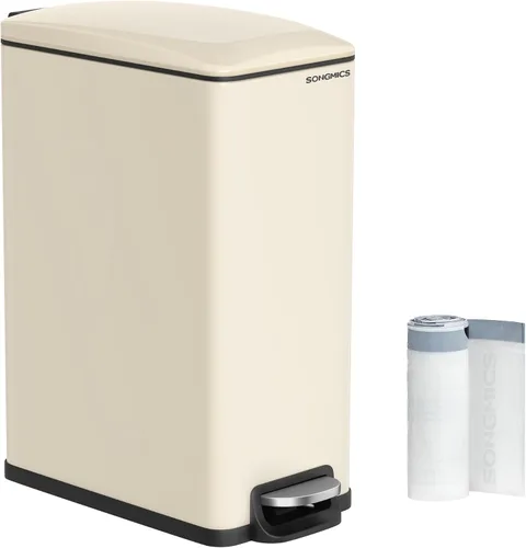 Miniatura 12 de SONGMICS Basurero de baño, 1.3 galones (5 L) pequeño con tapa, delgado para espacios pequeños, cubo de basura de acero inoxidable, cierre suave