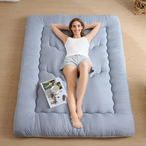 Colchón japonés para suelo tipo futón de 3.5 pulgadas de grosor, soporte de espuma de alta densidad para dormir de adultos y niños, futón portátil