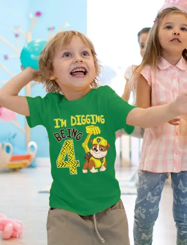 Miniatura 2 de Paw Patrol Rubble - Camiseta de 4 cumpleaños para niños pequeños