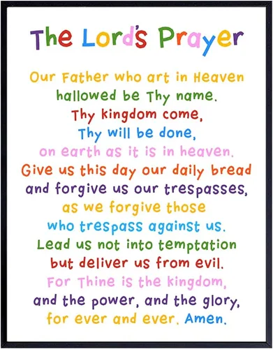 Miniatura 9 de Arte de pared con texto en inglés "Lords Prayer Framed", decoración religiosa de las Escrituras para la iglesia, aula de escuela dominical