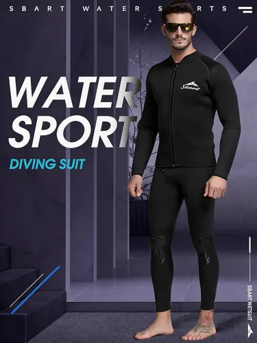 Miniatura 7 de Sbart Traje de neopreno prémium de 0.069 pulgadas para hombre, chaqueta superior de dos piezas + pantalones, mantiene el calor y comodidad, traje