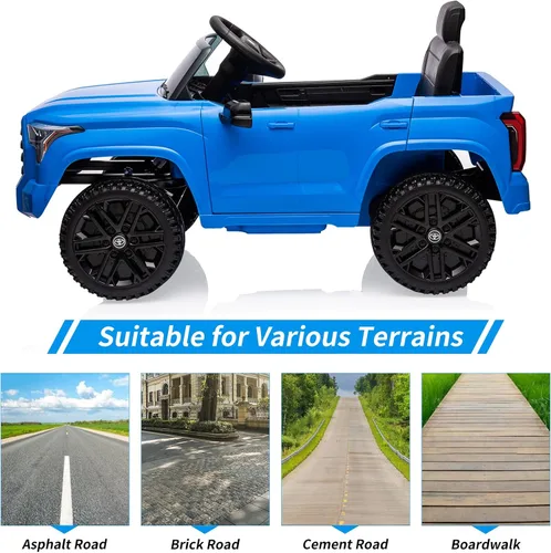 Miniatura 6 de Auto de paseo de 12 V para niños, camión Toyota con licencia, automóvil eléctrico a batería con música, luces LED, sistema de suspensión, puertas