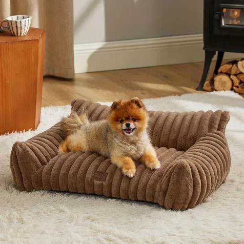 Miniatura 25 de Bedsure ComfyFleece Lindo sofá para gatos para mascotas, camas esponjosas para gatos con forro polar de pana suave de alta calidad, camas esponjosas