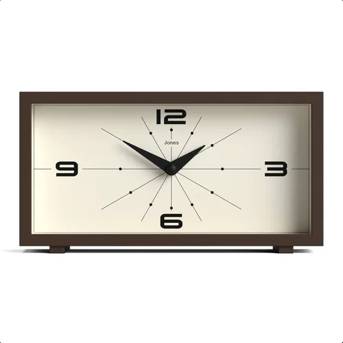 Miniatura 10 de JONES CLOCKS® Reloj de Escritorio Odeon Diseño Rectangular Moderno Negro Aspecto Retro Elegante para Estante, Mesa, Repisa de Chimenea