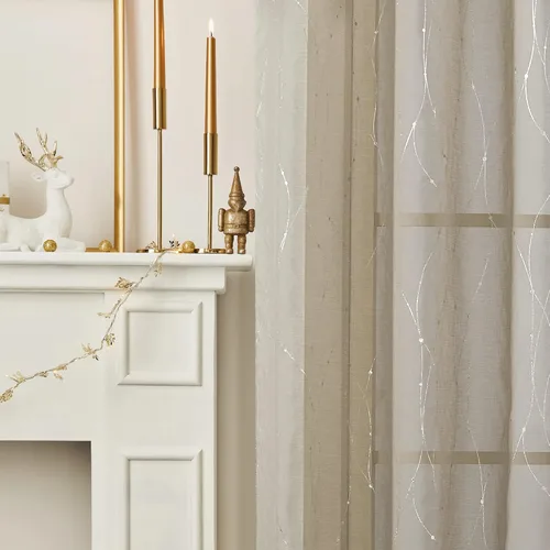 Miniatura 29 de Deconovo Oeko-TEX - Cortinas con estampado de lámina transparente con certificación Oeko-TEX, 2 paneles, ojales en la parte superior, elegantes