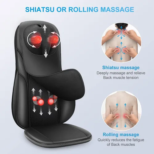 Miniatura 9 de COMFIER Masajeador de manos inalámbrico con calor, 3 niveles de compresión y calefacción, masajeador Shiatsu de cuello y espalda, almohadilla