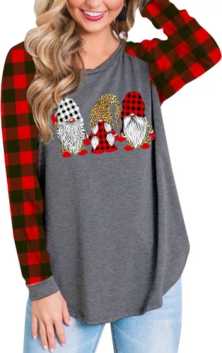 Miniatura 4 de Deerose Camisa de Halloween para mujer, de manga larga, divertida, a cuadros, para el día de Acción