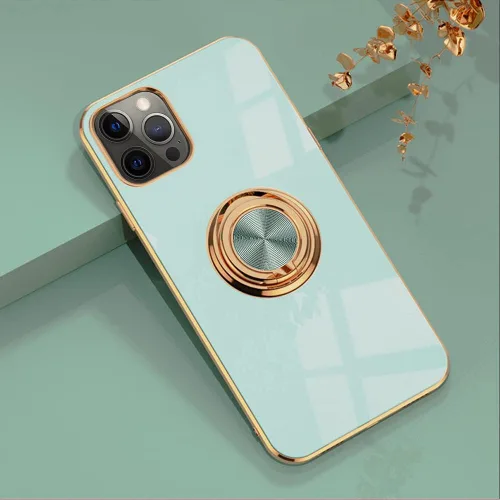 Miniatura 36 de Compatible con iPhone 11 Kickstand, anillo de rotación de 360 grados integrado con borde de oro rosa brillante que funciona con soporte magnético